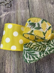 Lemon Wire edge Ribbon Set, 3 Coordinating Ribbons ea 5 Yd Length Total 15 Yds. - Picture 1 of 4