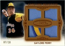 2011 Topps Marquee Gametime Mementos Quad Relics Patch Gaylord Perry /10 Padres