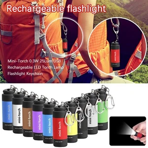 Mini-Torch 0.3W 25Lum USB Rechargeable LED Torch Night Flashlight Keychain - Picture 1 of 44