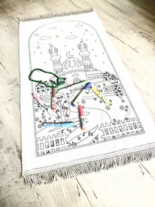 More details for children’s kids colour in prayer mat salah mat | reusable | islamic | eid gift