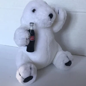 Coca-Cola Brand Plush White Polar Bear, Coca-Cola Collection 1993 Holding A Coke - Picture 1 of 10