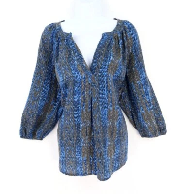 Blusa Willi Smith Redondeada Cuello en V Mujer Talla S Azul Gris Manga 3/4 LIGERA Foto 1 de 4