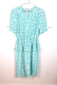 Vintage Pellini Petites türkis aquamarin Kleid Schößchen von Bramlett Größe 11/12 80er 90er - Bild 1 von 4