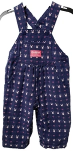Osh Kosh Vestbak Overalls 6 9 month Pants Denim Heart Bunny Rabbit USA Vintage - Picture 1 of 6