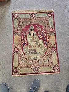 Alfombra antigua Darvish Omar Khayam principios del siglo XX buen estado Suf Baft 2 x 3 - Imagen 1 de 17