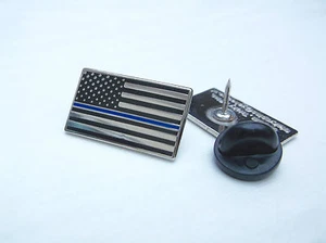 THIN BLUE LINE US STATES POLICE OFFICER MOURNING BAND PIN BADGE FALLEN COPS - Picture 1 of 2