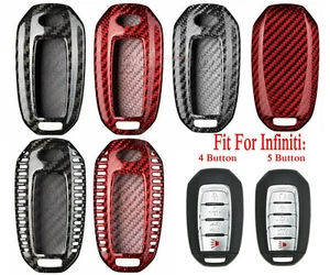 Fit Infiniti 2019-2022 Hard Real Carbon Fiber Remote Smart Key Fob Case Cover - Picture 1 of 16