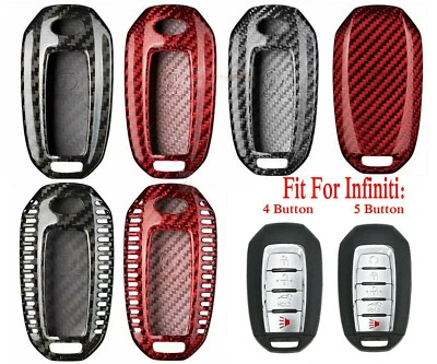 Fit Infiniti 2019-2022 Hard Real Carbon Fiber Remote Smart Key Fob Case Cover - Image 1 of 4