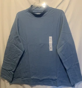 Croft & Barrow 1X Solid Blue Knit Top, mock turtleneck, long sleeves - NWT - Picture 1 of 2