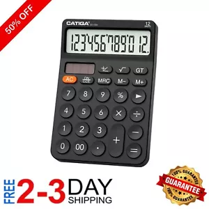 Ergonomic 12-Digit Calculator with Big Display & Dual Power Source for Easy Use - Picture 1 of 9