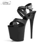 Black Patent Leather Striped 20Cm Womens Sandals Light Summer High Heels