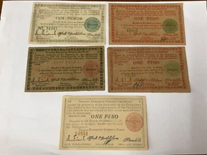 Philippines WW2 Emergency Currency - 1943/1944 - 1 Peso, 5 Peso, 10 Peso - Picture 1 of 2