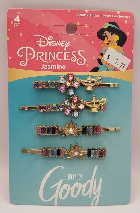 Disney Princesa Jazmín Deslizable Estrás Bobby Pins 4 unidades Todo Tipo de Cabello Foto 1 de 2