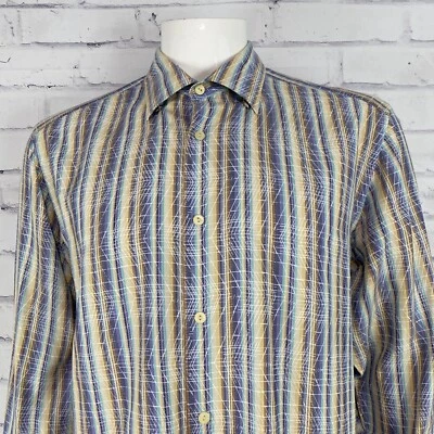 Jhane Barnes Shirt Men's Large Long Sleeve Button Up Silk Rayon Blend Abstract - Image 1 of 4