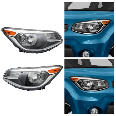 1 Pair Headlight For 2014-2019 Kia Soul Halogen Chrome Headlamps Left+Right Side Foto 1 de 4