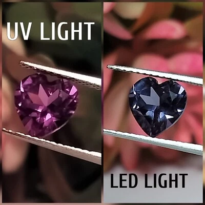 Color Change Alexandrite Heart shape 8X8X5.45MM Modern Flower Cut Loose Gemstone - Image 1 of 4