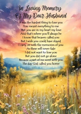 PICKTURE THIS GREETING CARDS NEW A5 Graveside Memorial Card Fully Waterproof Laminated For My Dear Husband