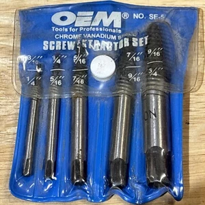 OEM Screw Extractor Set 5pc W/ Pouch 3/16" to 3/4" No SE-5 - Picture 1 of 8