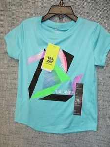 Girls All In Motion XS 4/5 Short Sleeve Light Blue Graphic T-Shirt - Picture 1 of 3