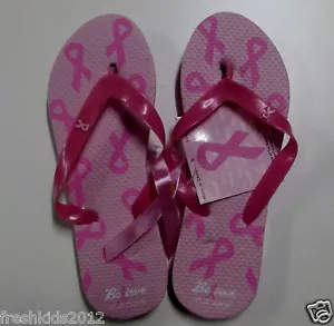 "Pink Ribbon" Breast Cancer Awareness Ladies FlipFlops (Pink Ribbon) NWT (M 7/8) - Picture 1 of 6