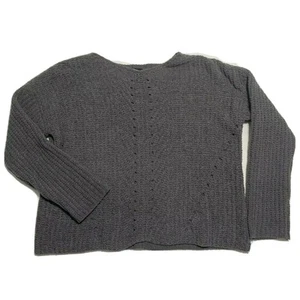 Art Class Pullover Sweater XL Womens Gray Open Knit Long Sleeves V Neck Soft - Picture 1 of 6