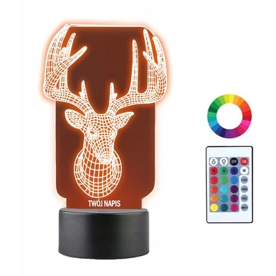 Personalisierte 3D LED Lampe Nachtlicht Geschenk Hirsche - Bild 1 von 4