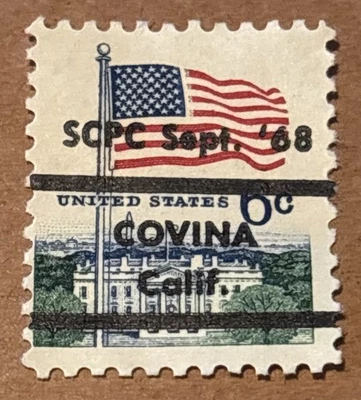COVINA CALIFORNIA PRECANCEL TYPE L-2 ITS DATED SCPC Sept '68 SC 1338 6C FLAG PB2 - Image 1 of 2