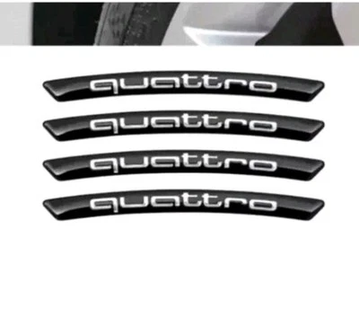 4 x S Quattro Emblem Logo  Felgen Aufkleber Sticker 90mm x 7,5mm Schwarz NEW - Bild 1 von 2