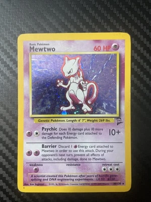 Mewtwo Holo Rare Card 10/130 Base Set 2 Mp / Hp Pokemon Card - Image 1 of 2
