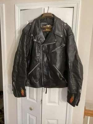 Harley Davidson Vintage Heavy Genuine Leather Motorcycle Jacket USA Made XL - Image 1 of 4