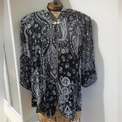 Cárdigan Alex Evenings blanco y negro cachemir XL planeador Foto 1 de 4