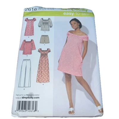 Simplicity Sewing Pattern 2616 Misses Dress, Top, Pants, & Shorts 6-14 UNCUT - Image 1 of 2