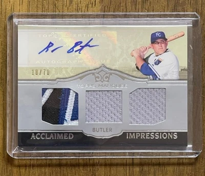 2011 Topps Marquee Acclaimed Impressions Billy Butler Triple Patch Auto 10/70 - Image 1 of 2