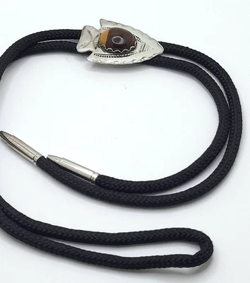 Corbata vintage de acero inoxidable con flecha y piedra de ágata acrílica Bolo 36" Foto 1 de 4