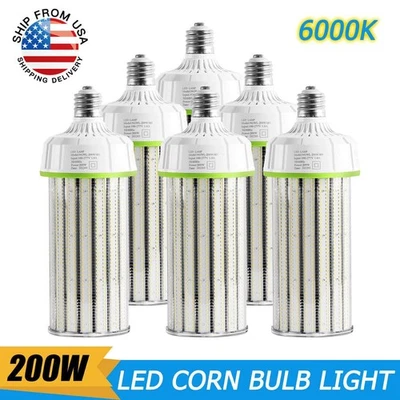 6Pack LED Corn Light 200W Garage Warehouse Parking Lot High Bay Shop Area Lights - Image 1 of 4