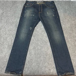 NEW Monarchy Jeans Mens 40 Blue Denim Cotton High Rise Ransom Slim Pockets - Picture 1 of 13