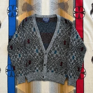Vintage 90s Barnaby Acrylic Cardigan Knit Sweater Size Large Grunge Kurt Cobain - Picture 1 of 7