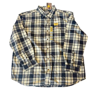 Camicia pesante Carhartt Original Fit nera e panna a quadri con bottoni taglia 2XL - Foto 1 di 11
