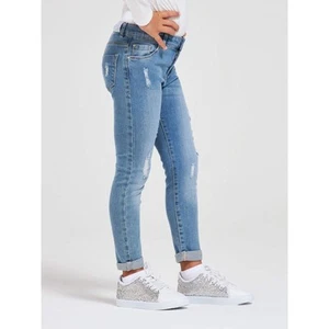 Old Navy Destructed Jeans Size 12 Girls Light Wash Distressed Bootcut NWOT - Picture 1 of 3