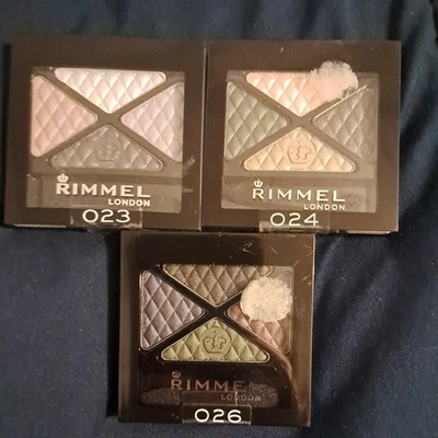 批量 3 件,Rimmel Glam 'Eyes 四色眼影彩妆,023,024,026,密封 — 第 1/2 张图片