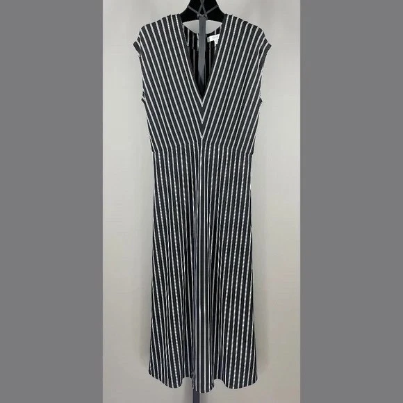 Max Mara Dress Womens Medium black stripe Vada midi designer casual leisure - Image 1 of 4
