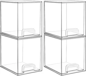 Vtopmart 7.6" H Clear Stackable Storage Drawers, 4 Pack Plastic clear - Picture 1 of 8