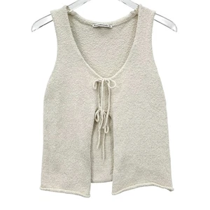 Chaleco Suéter Abercrombie & Fitch Corbata Frontal Talla XS Blanco Grueso Tejido Sin Mangas - Imagen 1 de 10