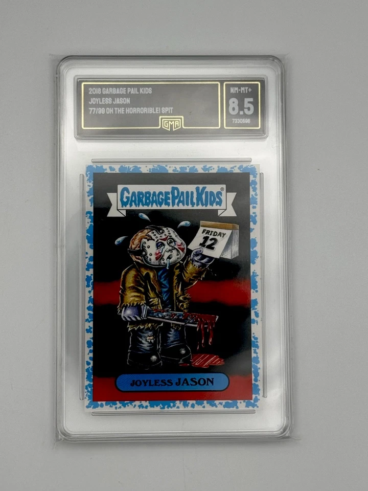 2018 Garbage Pail Kids #7a JOYLESS JASON Blue /99 GMA 8.5 NM-MT Friday The 13th - Image 1 of 3