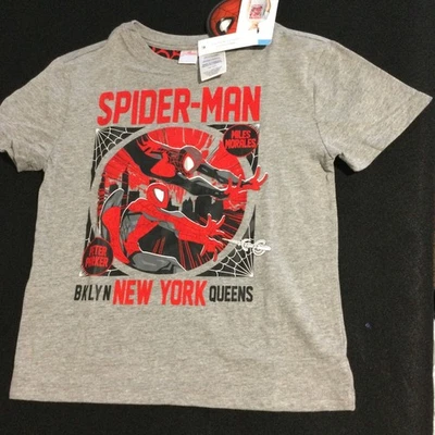 Marvel Spider-Man T-Shirt Boys Size L 10/12 Miles Morales Peter Parker NWT - Image 1 of 4
