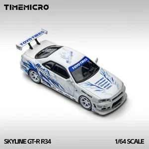 TIME MICRO 1:64 Skyline GT-R R34 "Drifting Flame" White Simulation Alloy Car Mod - Bild 1 von 7