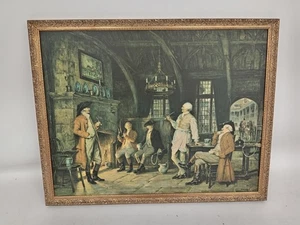 Vintage F.M. Bennett Framed Tavern Scene Print 31x39" - Picture 1 of 8