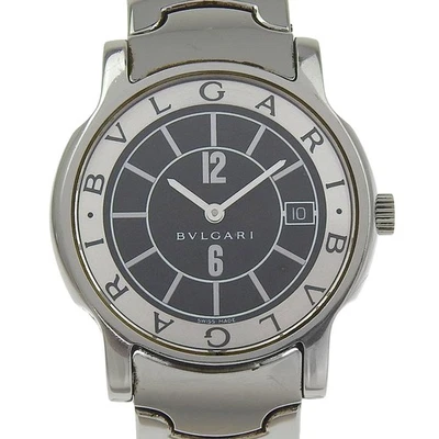 BVLGARI Solo tempo Watches ST35S blackDial Stainless Steel Quartz Analog d... - Image 1 of 4