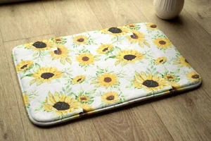 Dekorativer Badläufer Rutschfest Moderne Badematte Sonnenblumen Blumen 90x60 - Bild 1 von 8