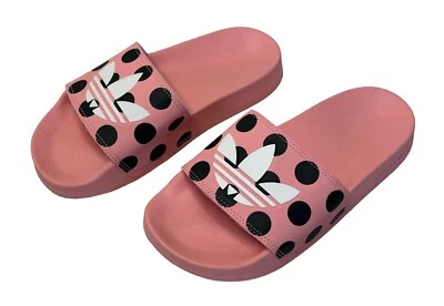 ADIDAS Adilette Lite Slides Trefoil Logo Polka Dot Pink FU9149 Size 6 38 MINT - Image 1 of 4